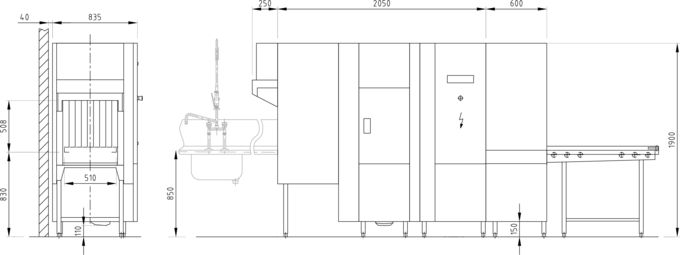 Korbspülmaschine UPster KM250 Massblatt